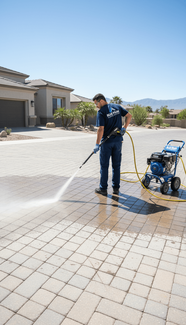 Pressure washing service cleaning outdoor surfaces